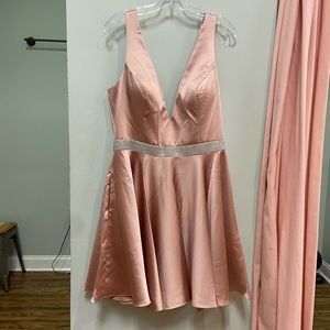 Alyce Paris Blush Pink Satin Short Dress